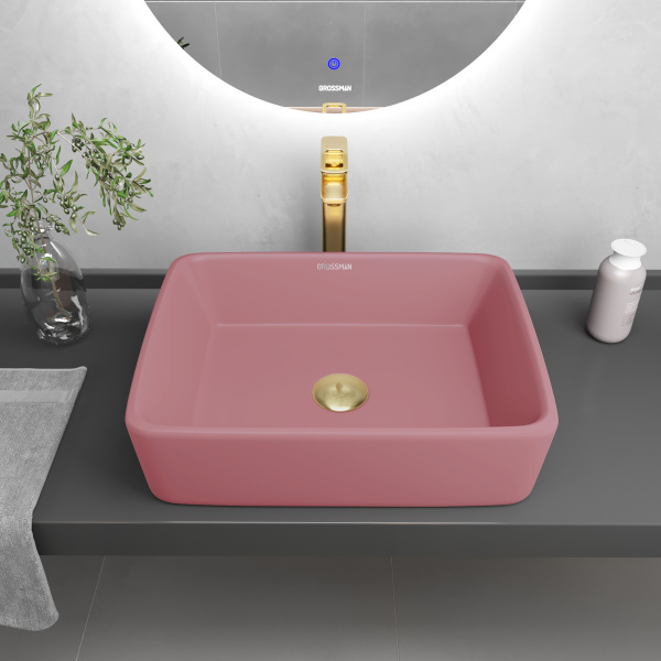 Раковина накладная (48х37) Grossman Color GR-3016PIM, розовый